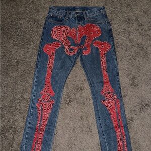MNML Blue Jeans with Red Detail